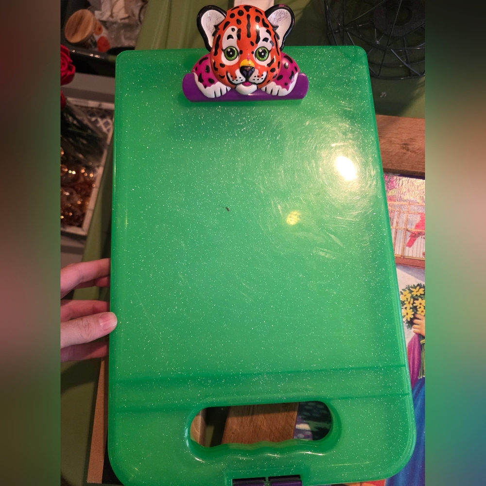 Vibrant Green Kids Art Board with Tiger Clip